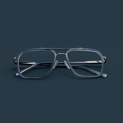 OG Twilight Light Blue & Gunmetal Eyeglasses – Square Full Rim Frame