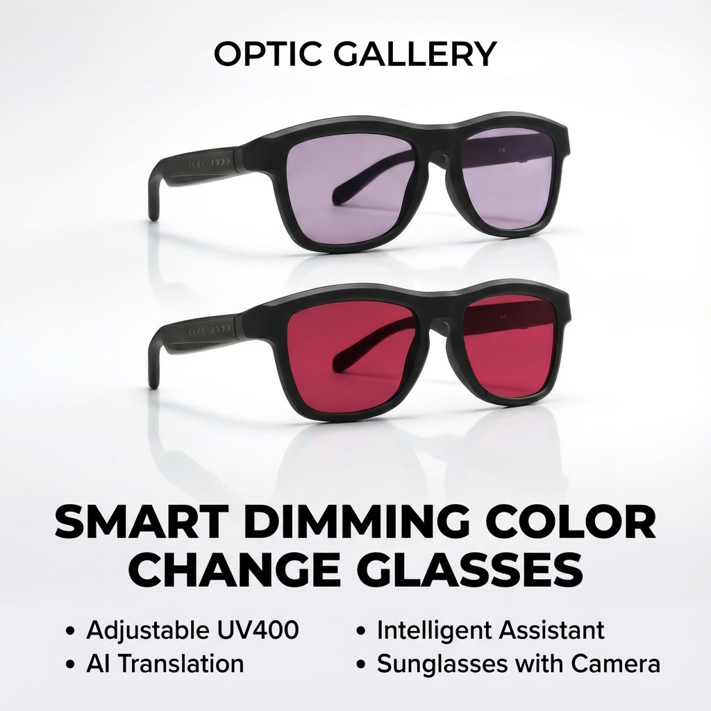 Smart Colour Changing AI Glasses – Intelligent Adaptive Lens Eyewear | Unisex Smart Eyeglasses (Black / Grey)