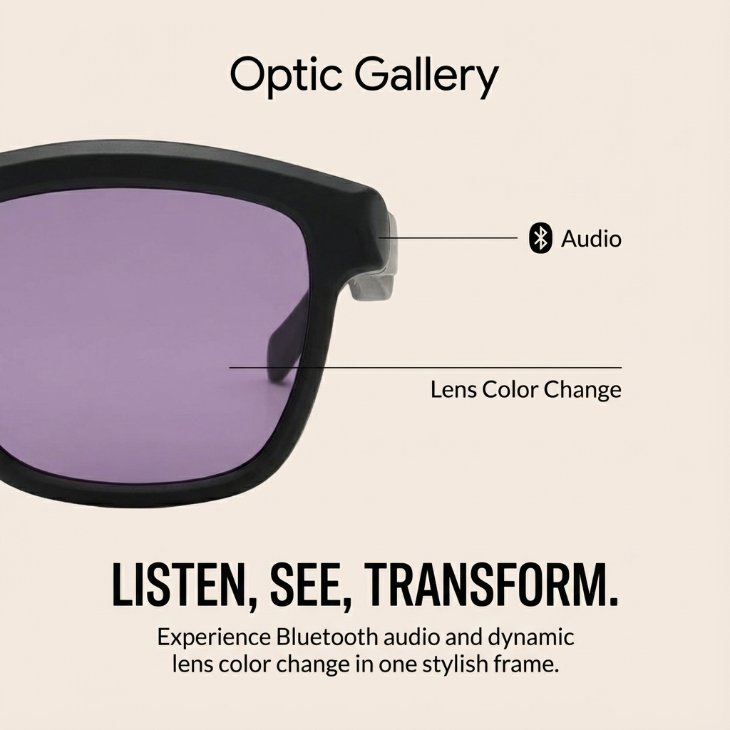 Smart Colour Changing AI Glasses – Intelligent Adaptive Lens Eyewear | Unisex Smart Eyeglasses (Black / Grey)