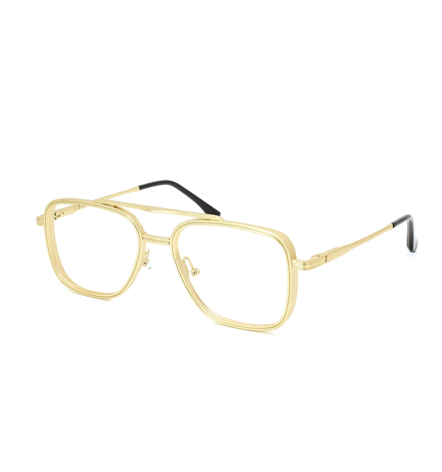 Vintage Square Metal Eyeglasses – OG Retro Full Rim Frame | Available in Black, Golden & Grey