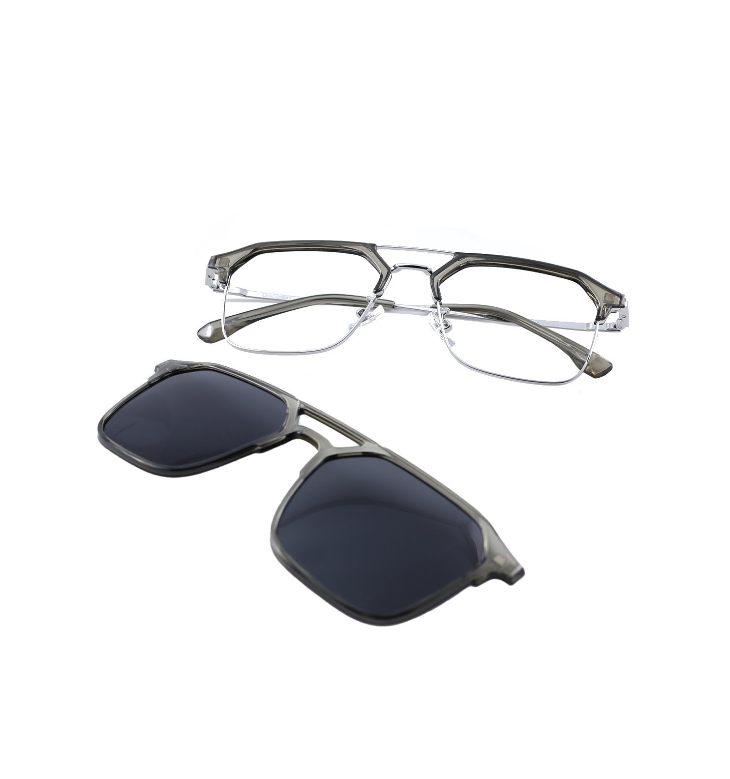 Snap Frame Clip-On Full Rim Metal Wayfarer Glasses with Pre-Fitted Blue Block Lenses & Polarized Clip | Black, Brown & Silver