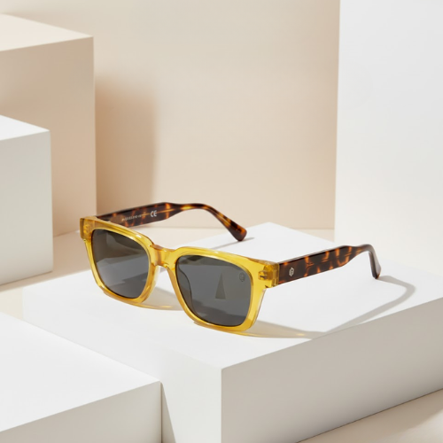 OG Clip Shift Acetate Wayfarer Clip-On Glasses with Polarized Clip – 2-in-1 Eyeglasses | Yellow & Black