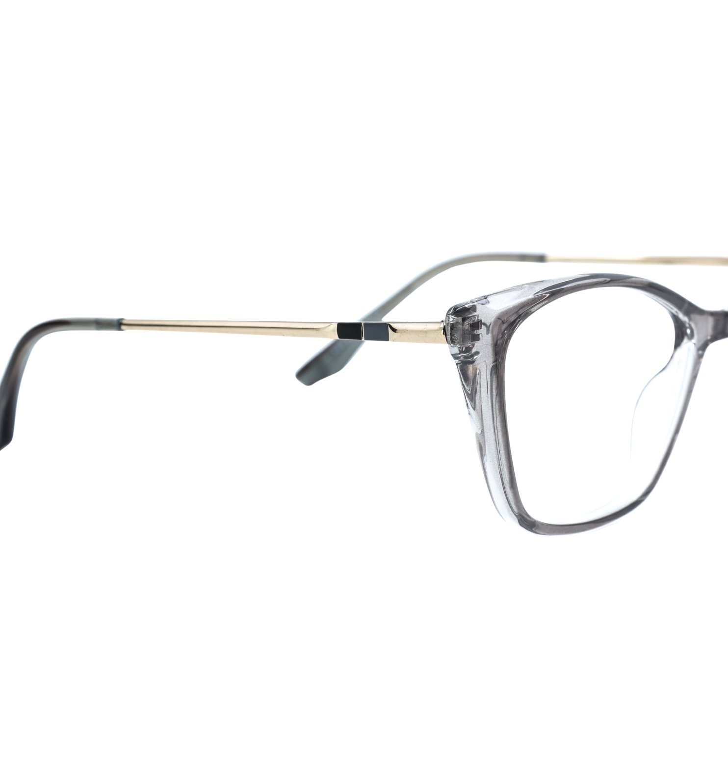 Acetate Cat Eye Full Rim Eyeglasses with Metal Temples – Elegant Women’s Frame (Black, Grey, Rose)