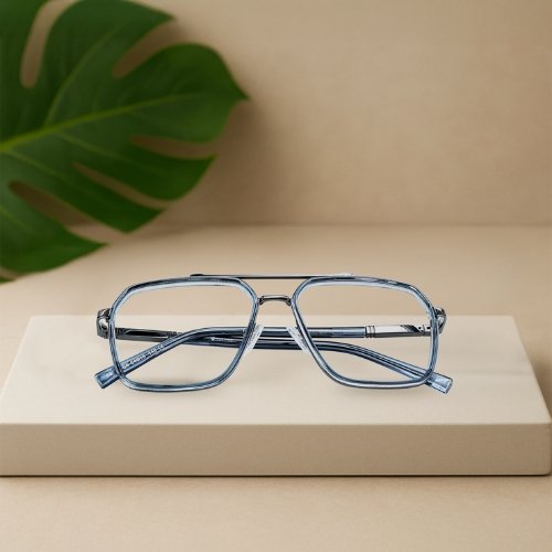 Full Rim Metal Wayfarer Eyeglasses with Pre-Fitted Blue Block Lenses | Available in Blue & Golden
