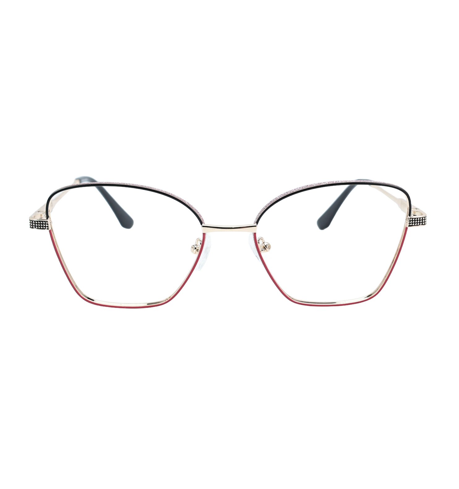 Cat Eye Metal Full Rim Eyeglasses – Elegant Lightweight Frame for Women (Golden-Pink / Black-Golden)