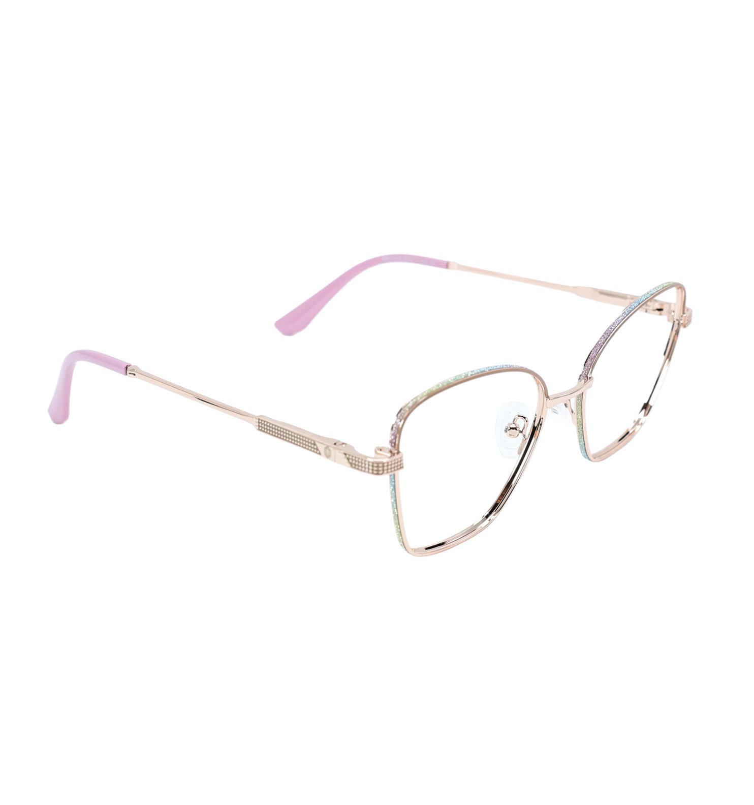 Cat Eye Metal Full Rim Eyeglasses – Elegant Lightweight Frame for Women (Golden-Pink / Black-Golden)