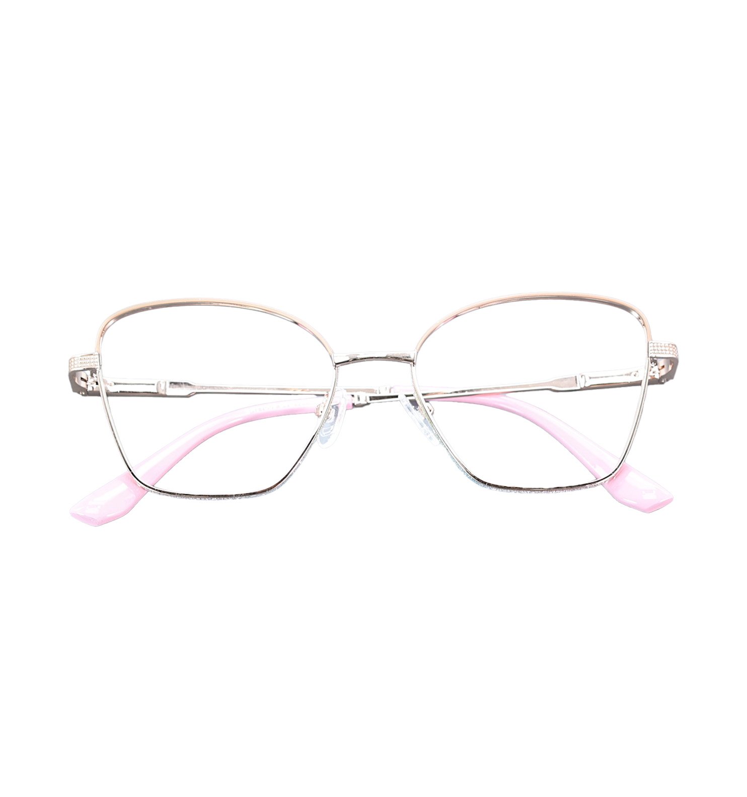 Cat Eye Metal Full Rim Eyeglasses – Elegant Lightweight Frame for Women (Golden-Pink / Black-Golden)