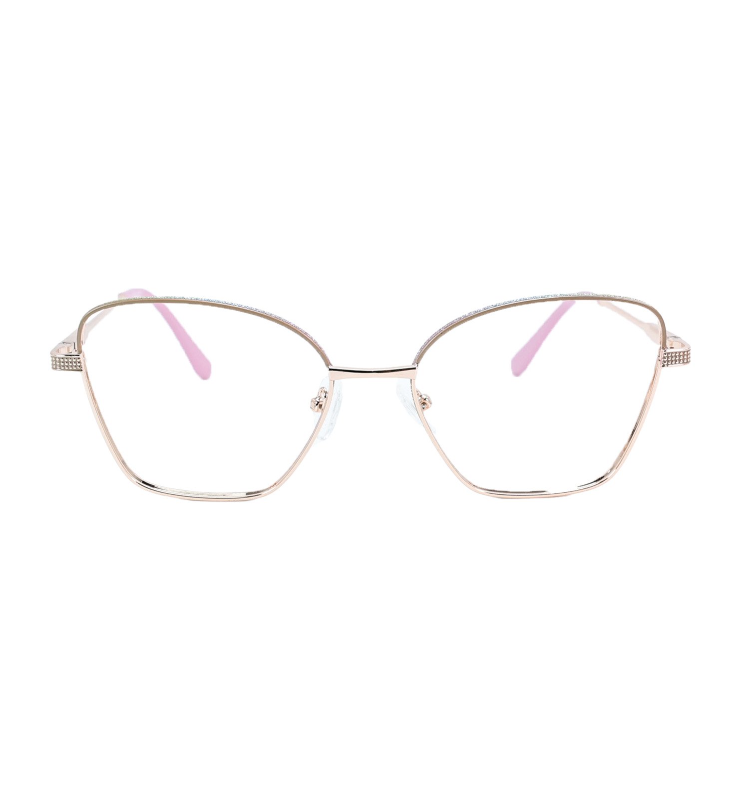 Cat Eye Metal Full Rim Eyeglasses – Elegant Lightweight Frame for Women (Golden-Pink / Black-Golden)