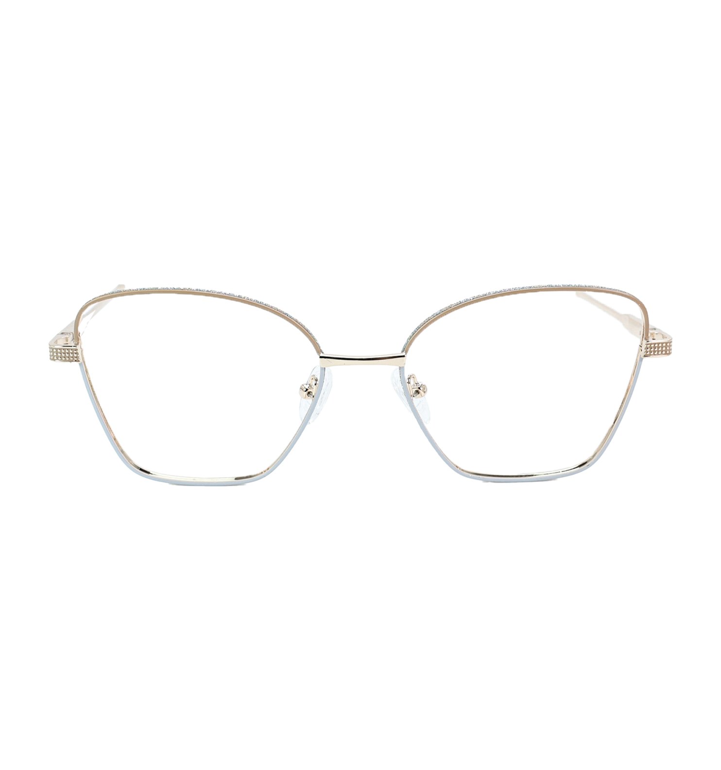 Cat Eye Metal Full Rim Eyeglasses – Elegant Lightweight Frame for Women (Golden-Pink / Black-Golden)