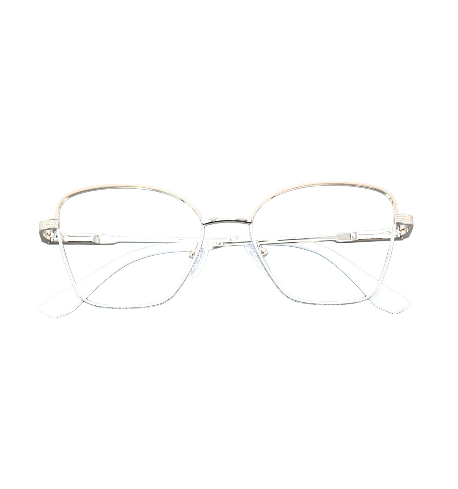 Cat Eye Metal Full Rim Eyeglasses – Elegant Lightweight Frame for Women (Golden-Pink / Black-Golden)