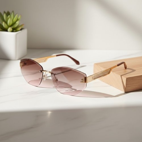 OG Aero Lite Rimless Sunglasses for Women – Ultra-Lightweight Stylish Shades (Blue, Brown)