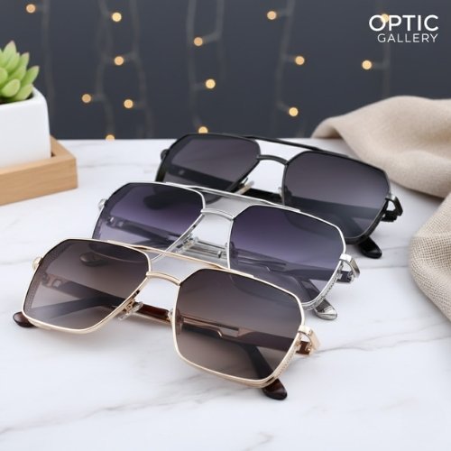 Full Rim Metal Side Cap Sunglasses – Unisex UV-Protective Shades (Purple, Black, Brown)