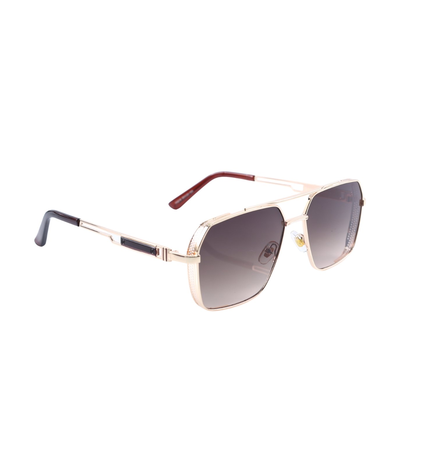 Full Rim Metal Side Cap Sunglasses – Unisex UV-Protective Shades (Purple, Black, Brown)