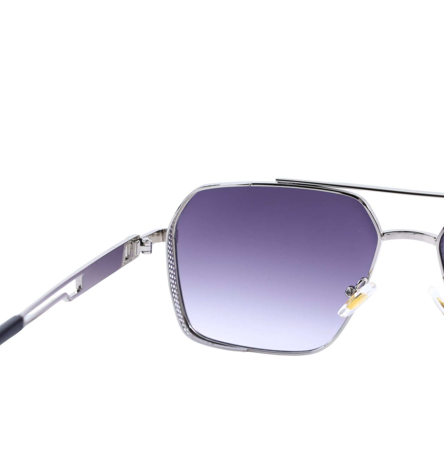 Full Rim Metal Side Cap Sunglasses – Unisex UV-Protective Shades (Purple, Black, Brown)