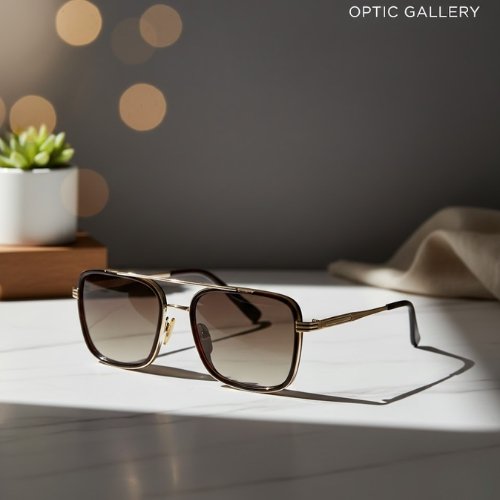 Royal Square Full Rim Metal Wayfarer Sunglasses with UV400 Protection – Classic Brown