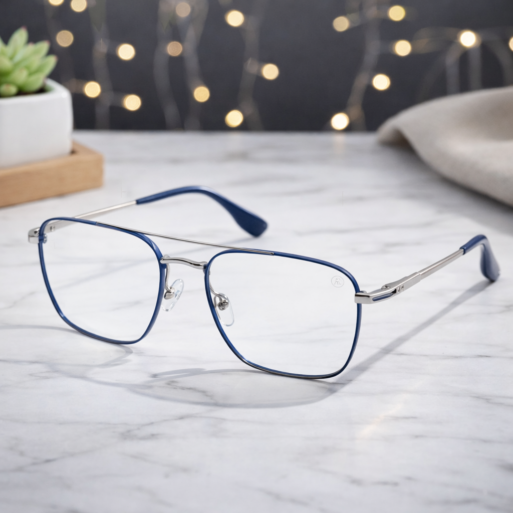 Air Flex Metal Eyeglasses – Lightweight Full Rim Square Frame for Men & Women (Black, Blue, Green)