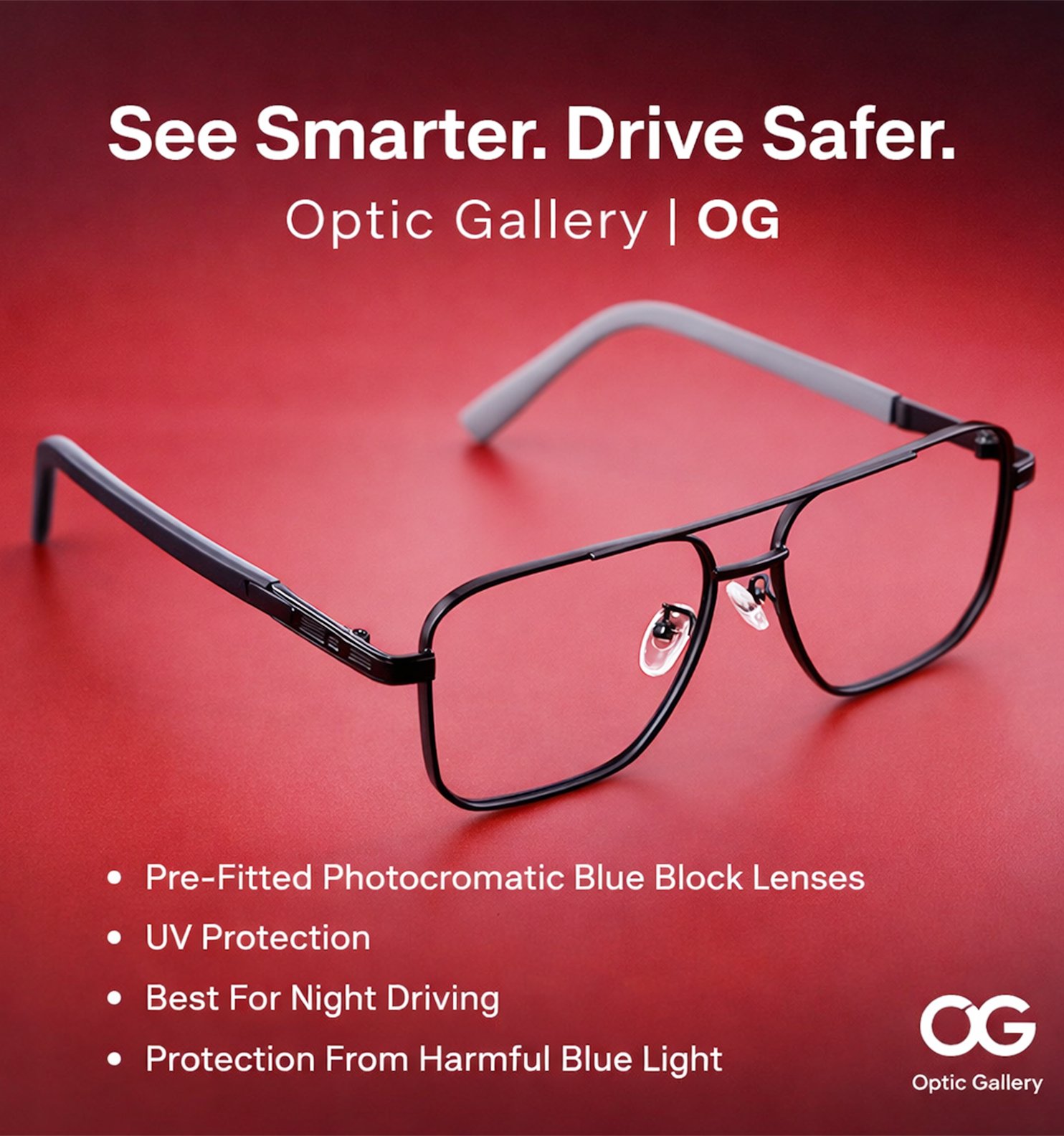 Blue Block Photochromic Metal Rim Eyeglasses – Pre-Fitted Blue Light & Photochromic Lenses (Black, Golden, Gunmetal, Silver)