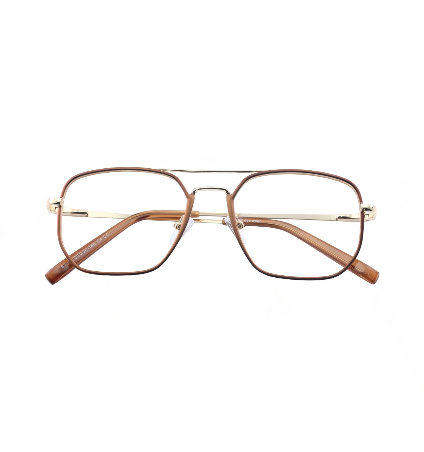 Classic Pilot Full Rim Eyeglasses for Men | Lightweight Metal Frame (Blue & Brown)