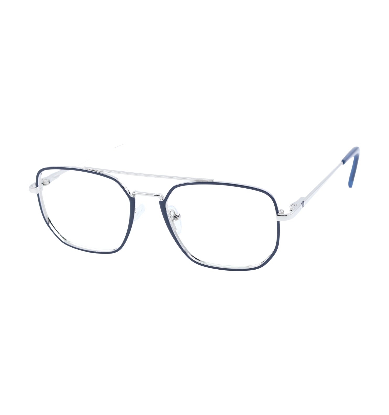 Classic Pilot Full Rim Eyeglasses for Men | Lightweight Metal Frame (Blue & Brown)