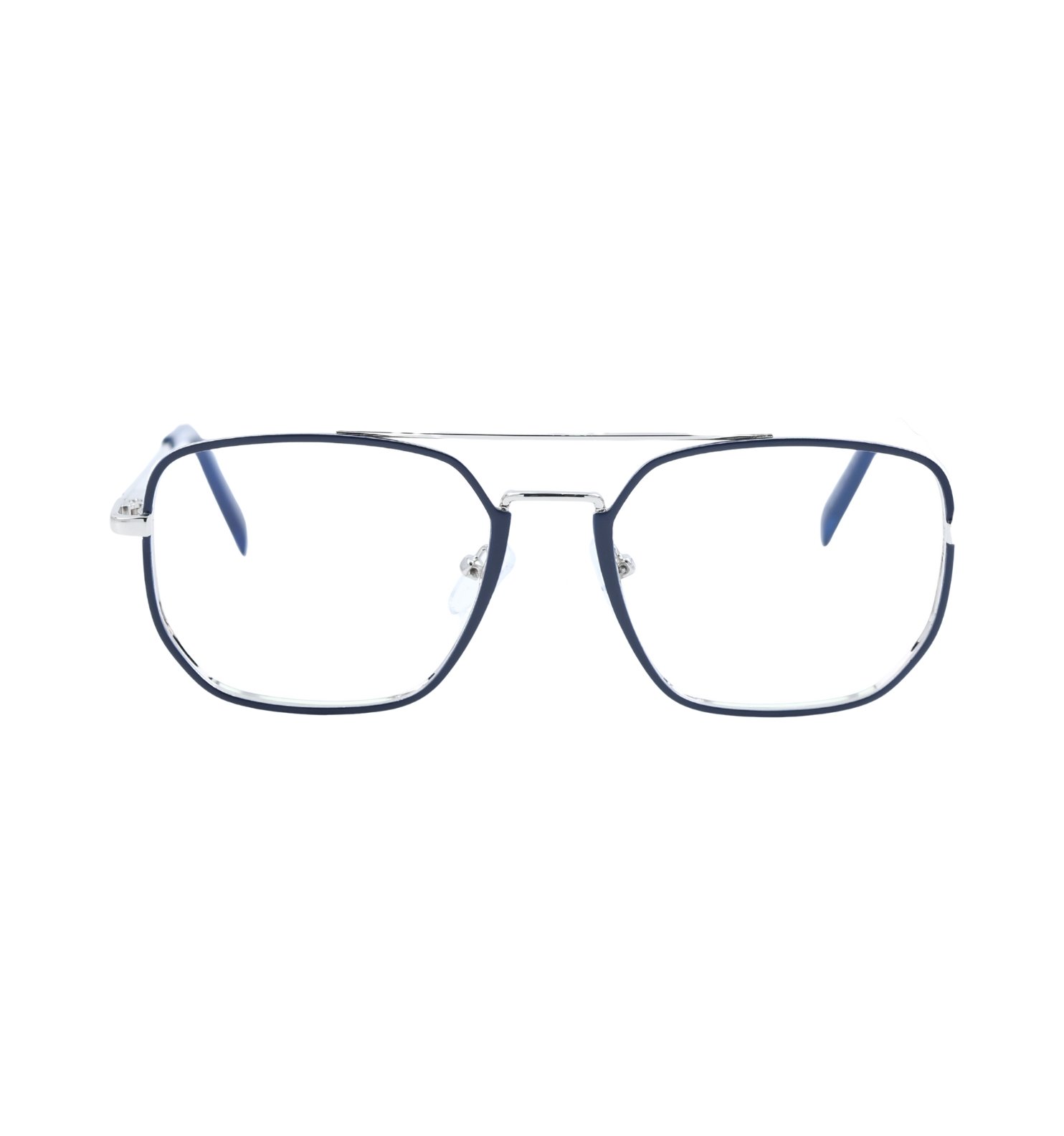 Classic Pilot Full Rim Eyeglasses for Men | Lightweight Metal Frame (Blue & Brown)