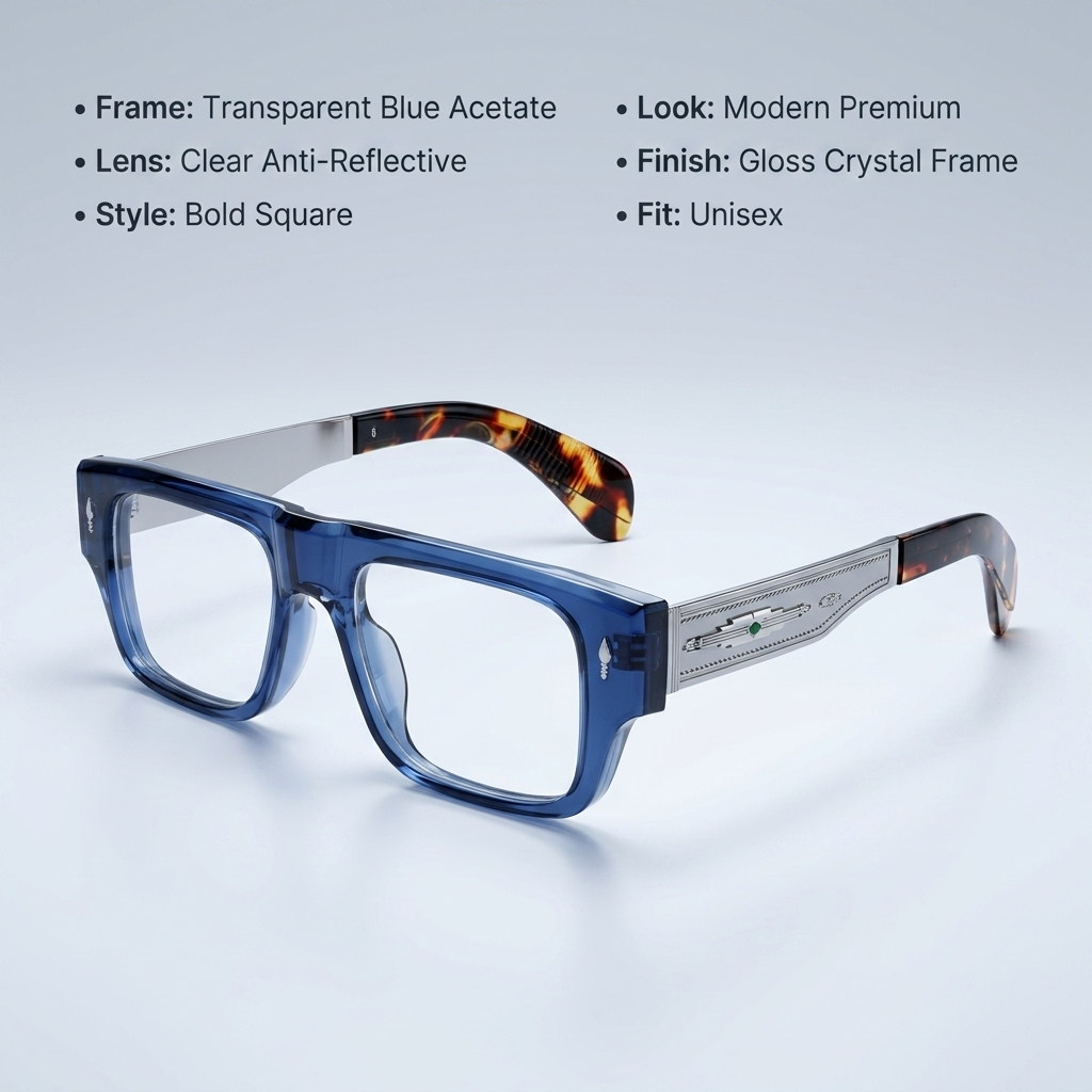 OG Sapphire Heritage Edge | Premium Transparent Square Eyeglasses