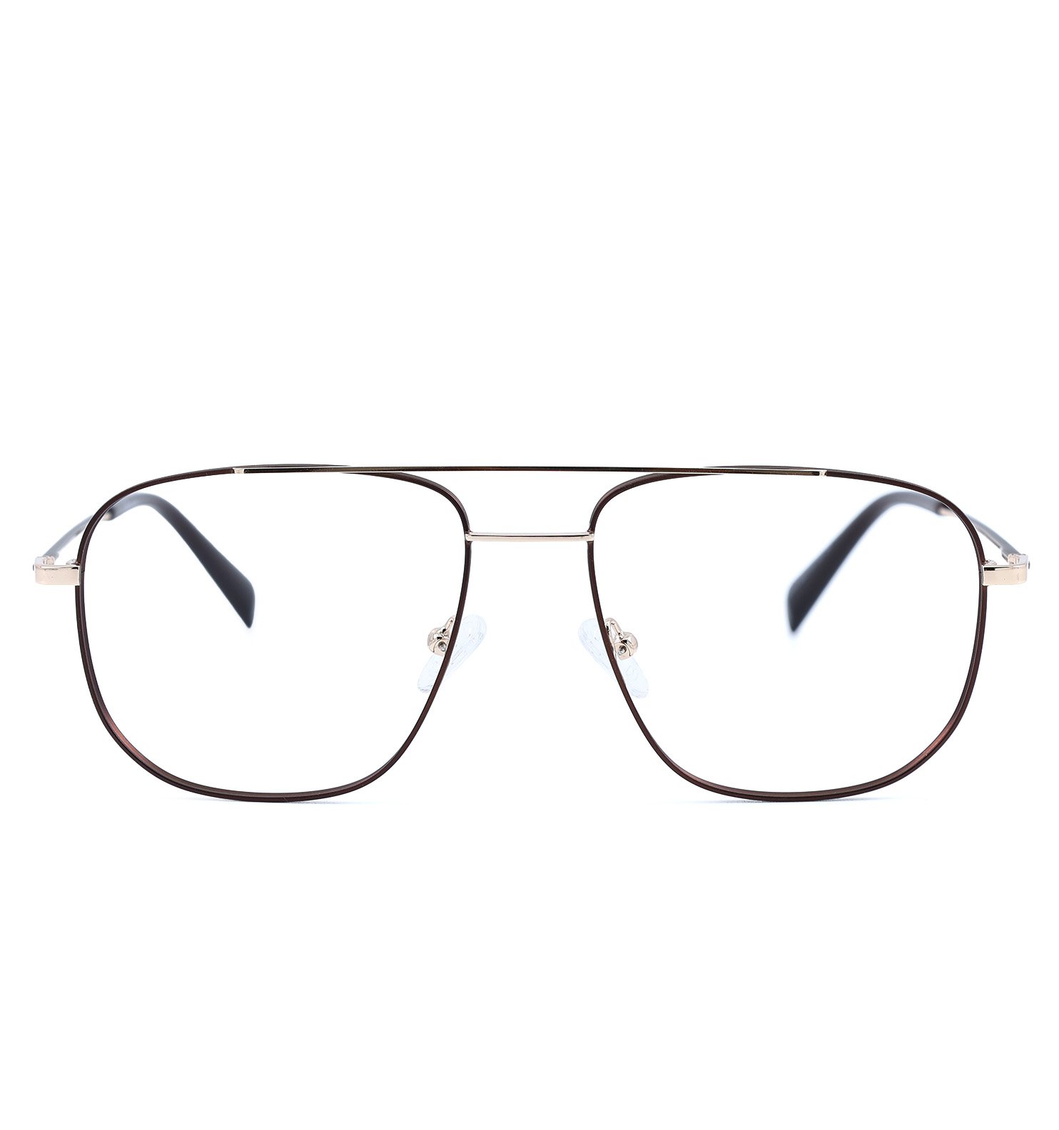 Elite Pilot Men’s Eyeglasses | Premium Metal Optical Frame in Brown, Dark Blue & Grey