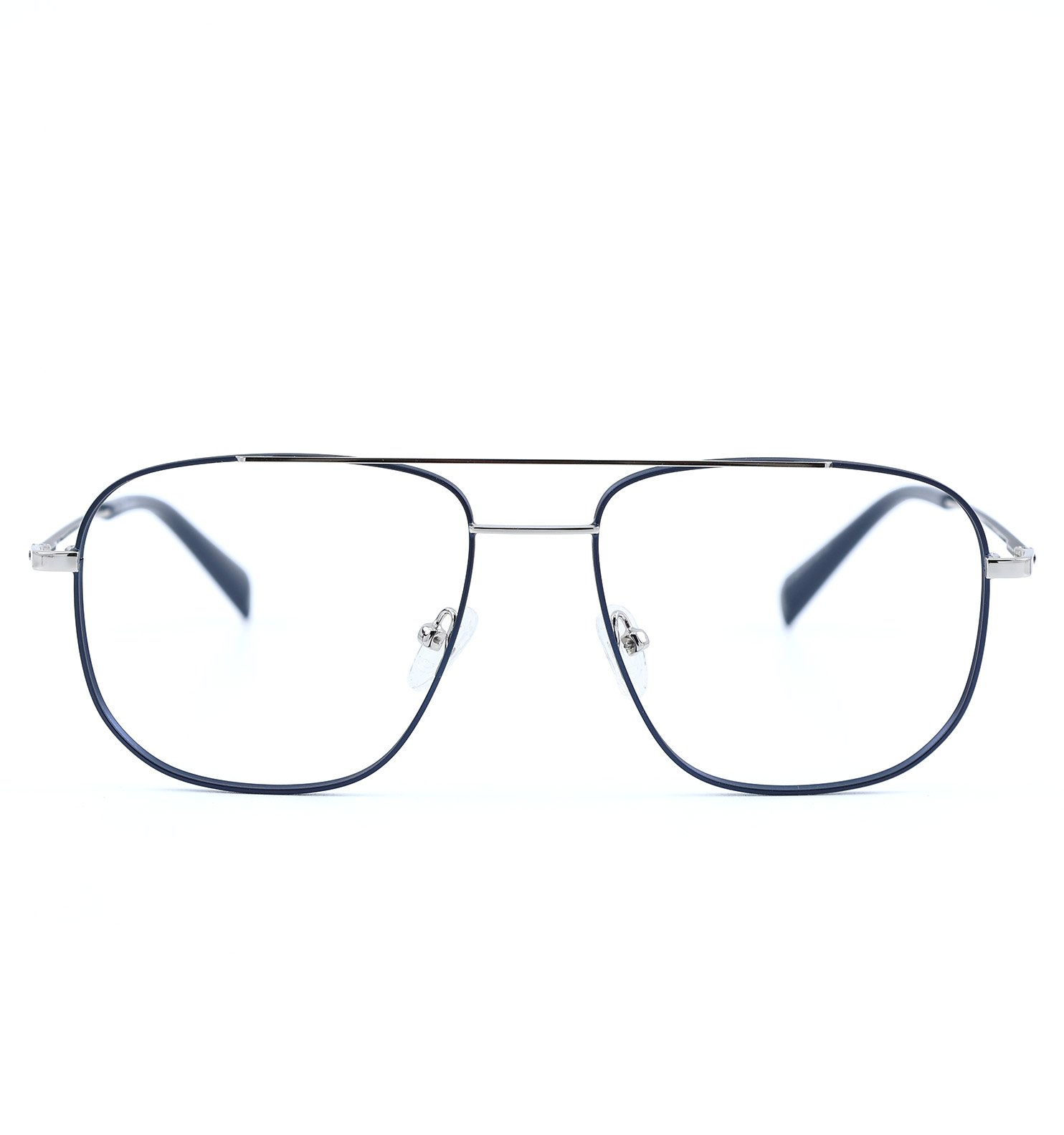 Elite Pilot Men’s Eyeglasses | Premium Metal Optical Frame in Brown, Dark Blue & Grey