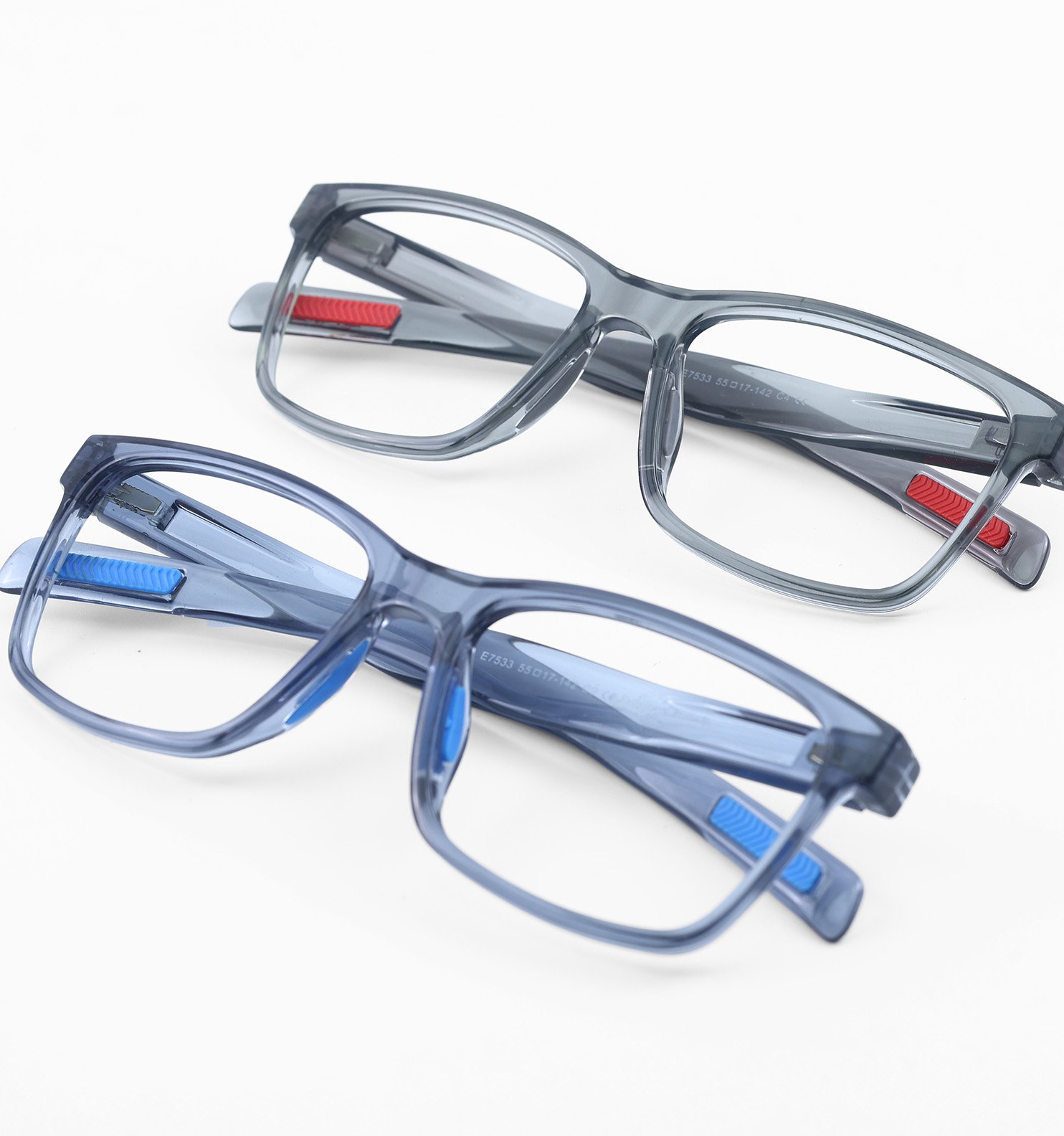 Everyday Square Full Rim Eyeglasses for Men & Women – Blue & Grey Lightweight Frame