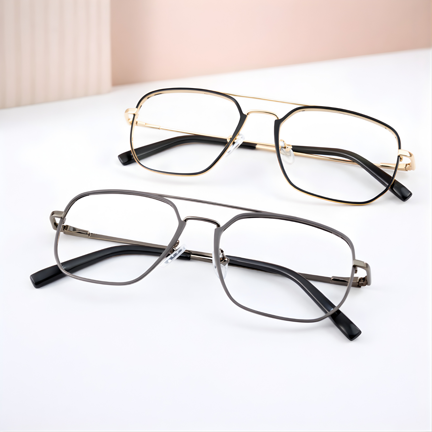 Jet Square Eyewear for Men | Premium Square Optical Frame in Golden & Grey