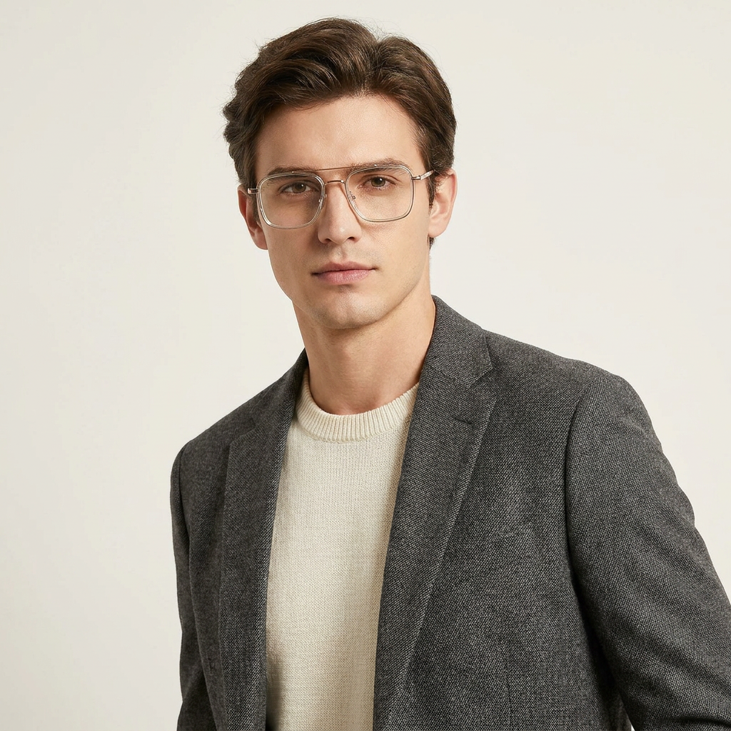 OG Aero Metal Square Eyeglasses for Men | Premium Lightweight Optical Frame