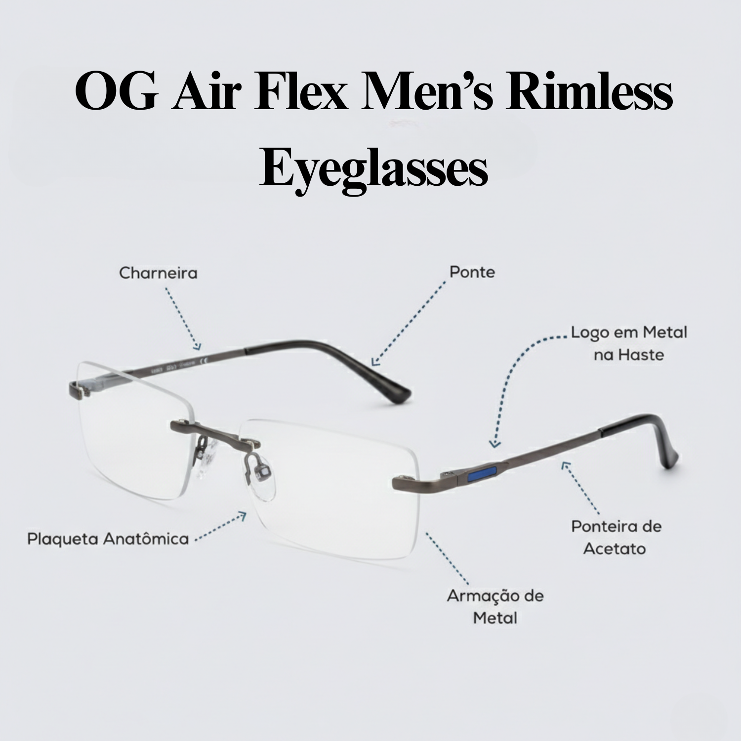 OG Air Flex Men’s Rimless Eyeglasses | Lightweight Premium Optical Frame
