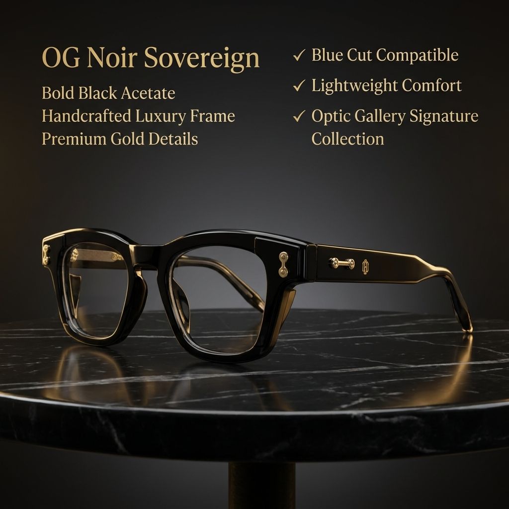 OG Amber Dynasty | Luxury Crystal Champagne Square Eyeglasses with Royal Gold Signature Temples