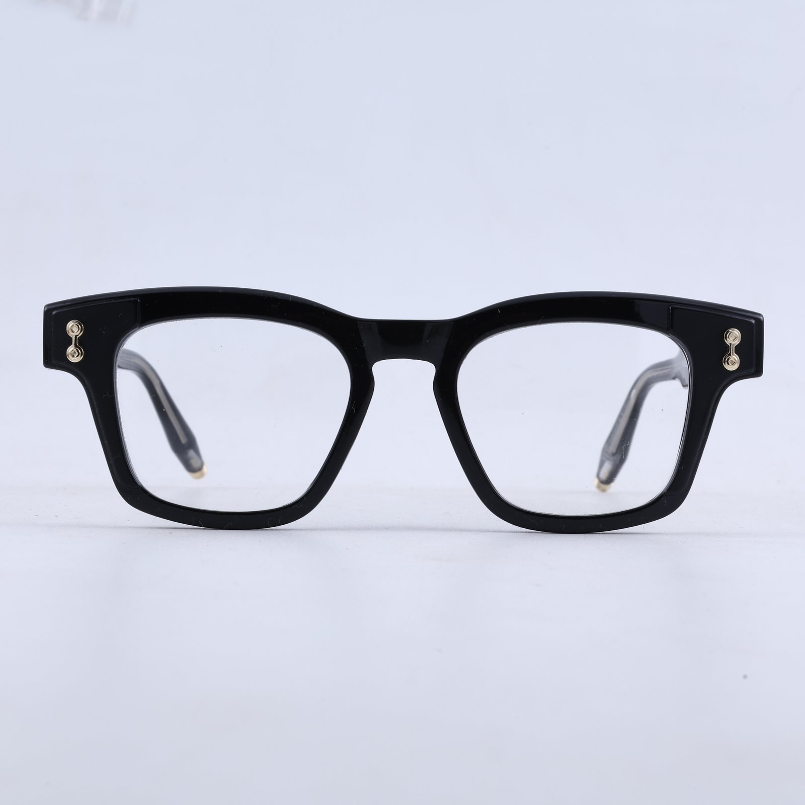 OG Amber Dynasty | Luxury Crystal Champagne Square Eyeglasses with Royal Gold Signature Temples