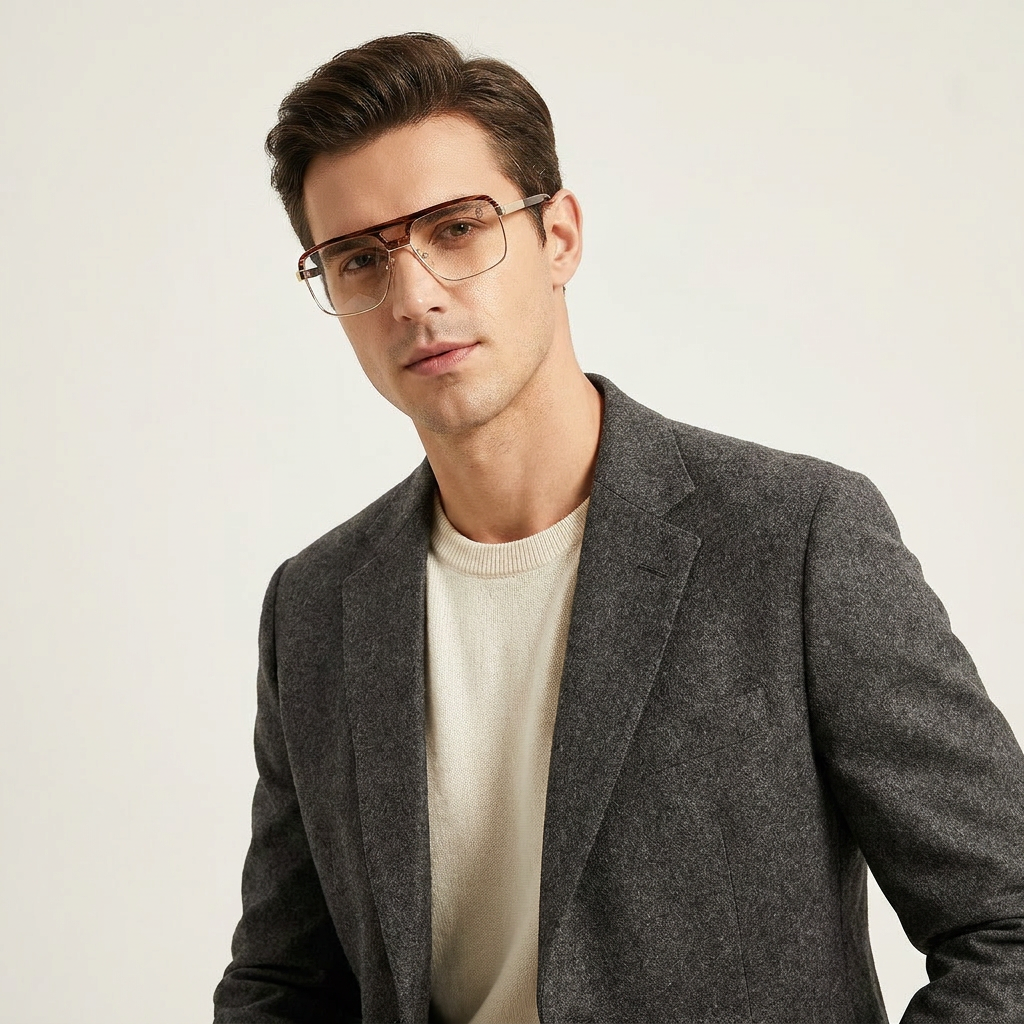 OG Amber Dynasty | Luxury Gold Square Browline Frame Eyewear