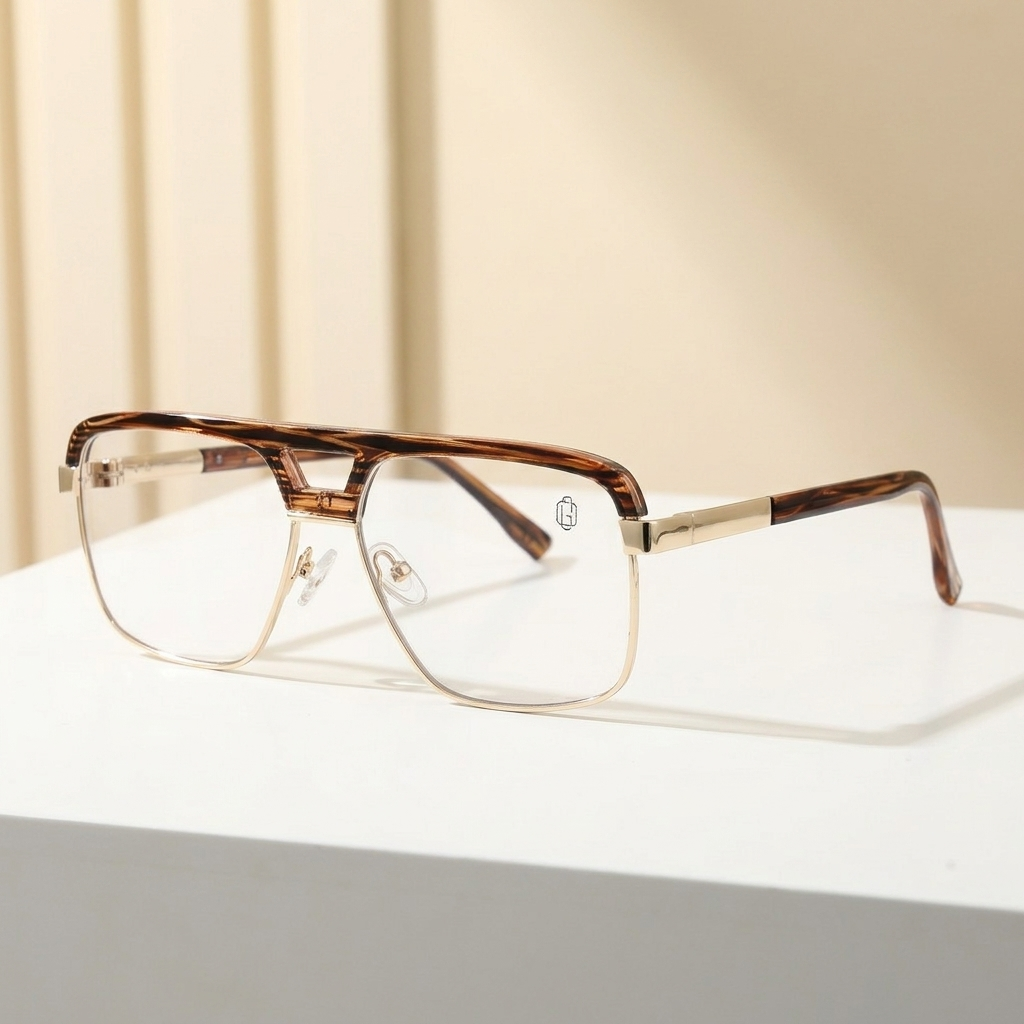 OG Amber Dynasty | Luxury Gold Square Browline Frame Eyewear