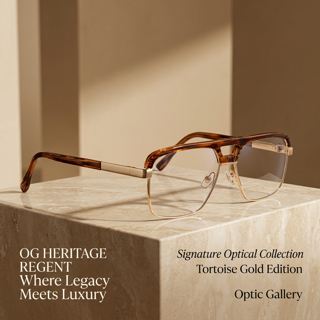 OG Amber Dynasty | Luxury Gold Square Browline Frame Eyewear