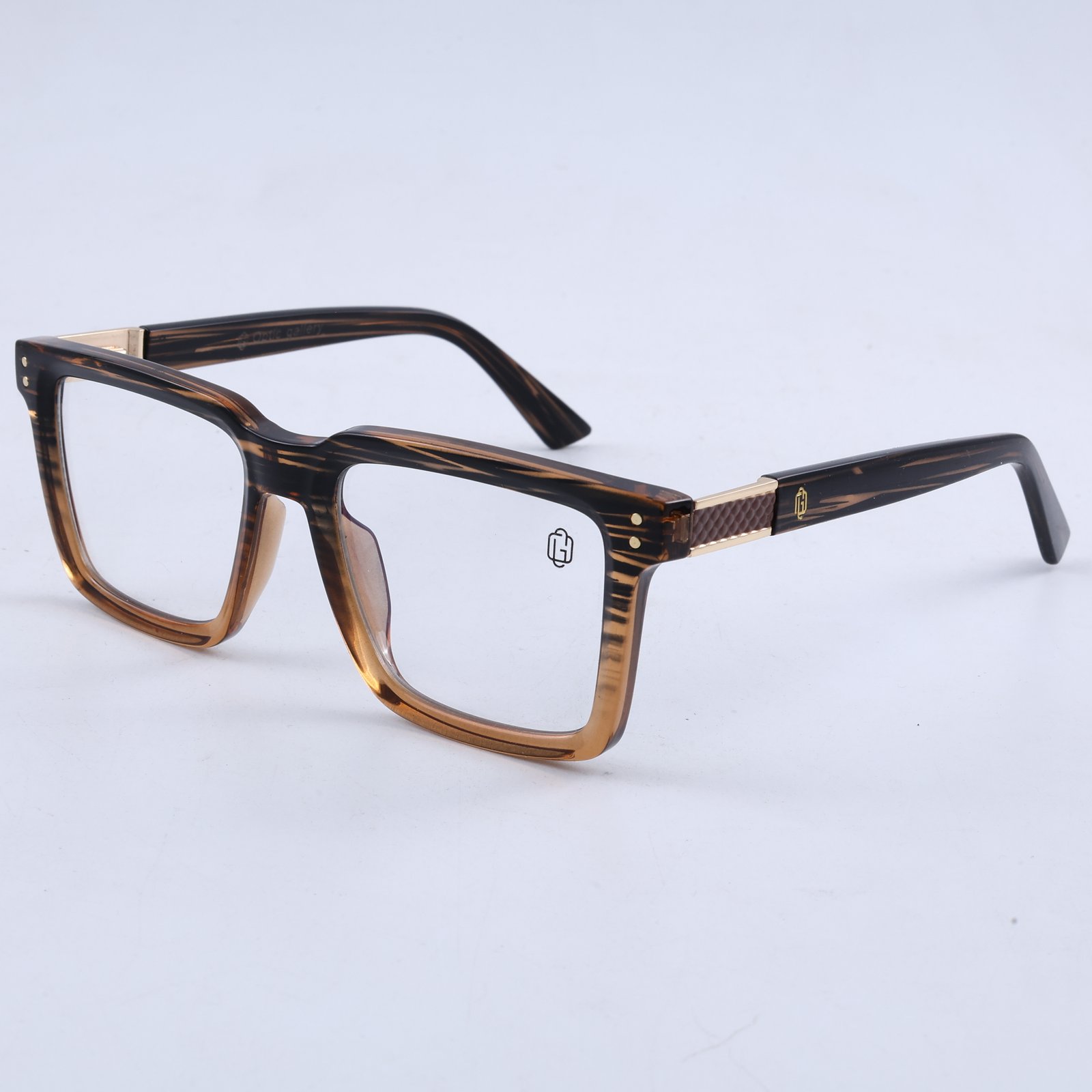 OG Amber Dynasty | Luxury Striped Havana Optical Frame with Royal Gold Accents