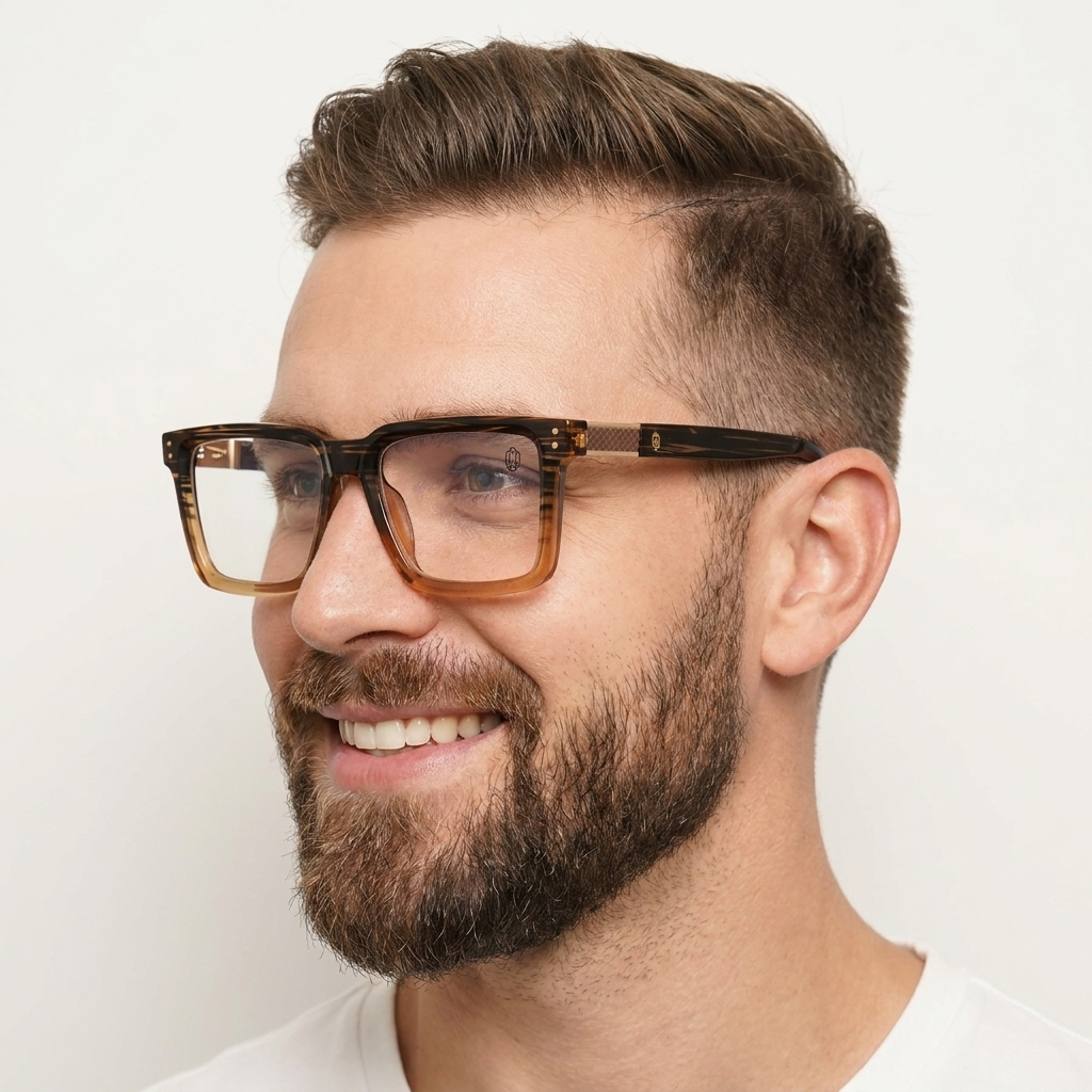 OG Amber Dynasty | Luxury Striped Havana Optical Frame with Royal Gold Accents