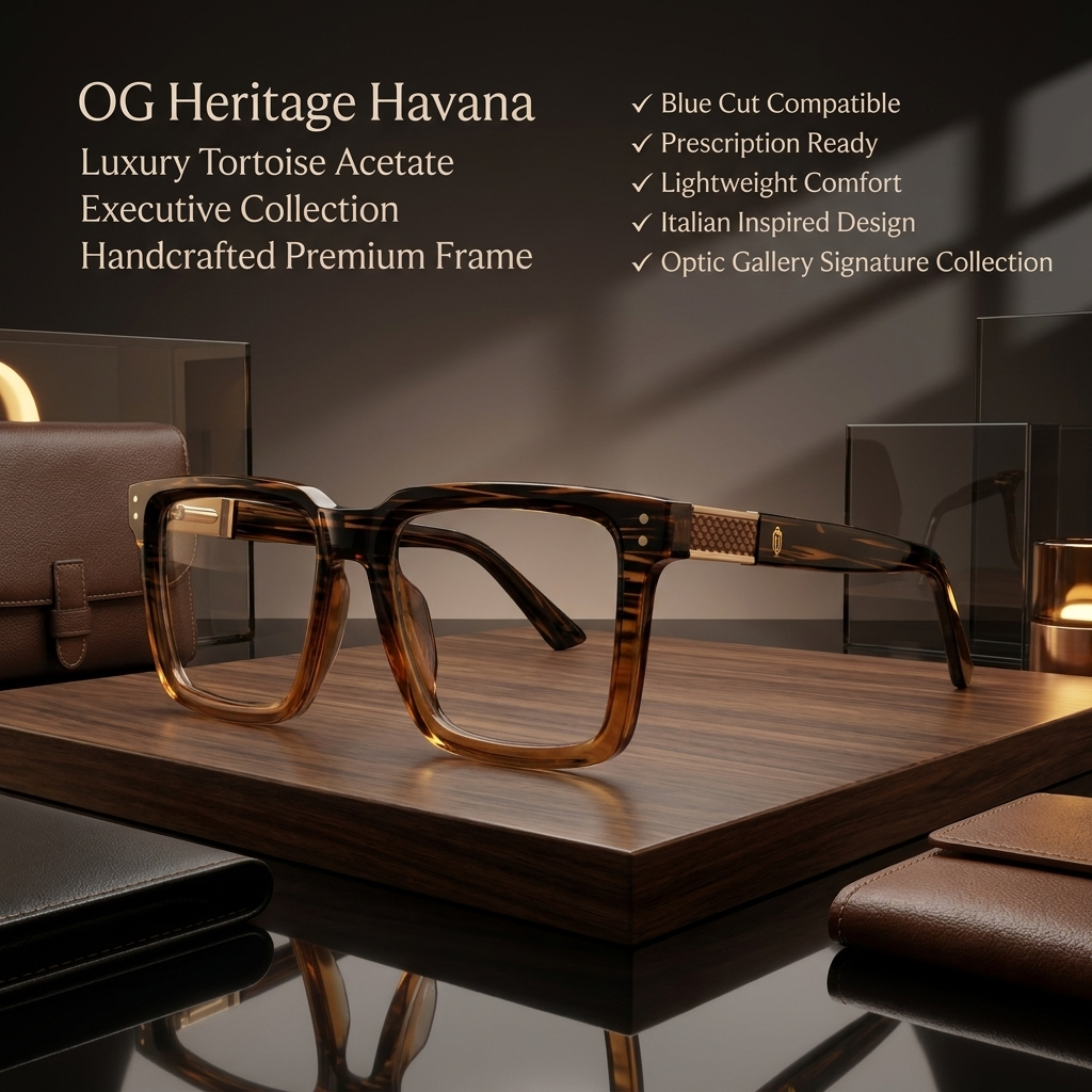 OG Amber Dynasty | Luxury Striped Havana Optical Frame with Royal Gold Accents