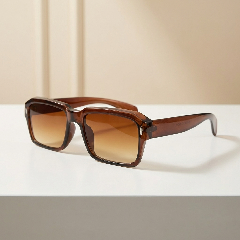 OG Amber Fade Square | Translucent Brown Frame with Gradient Amber Lenses