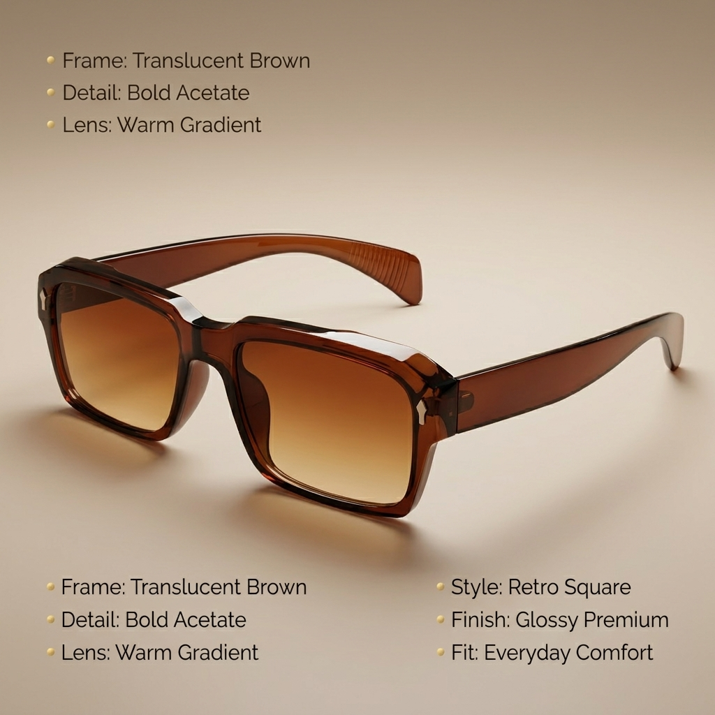 OG Amber Fade Square | Translucent Brown Frame with Gradient Amber Lenses