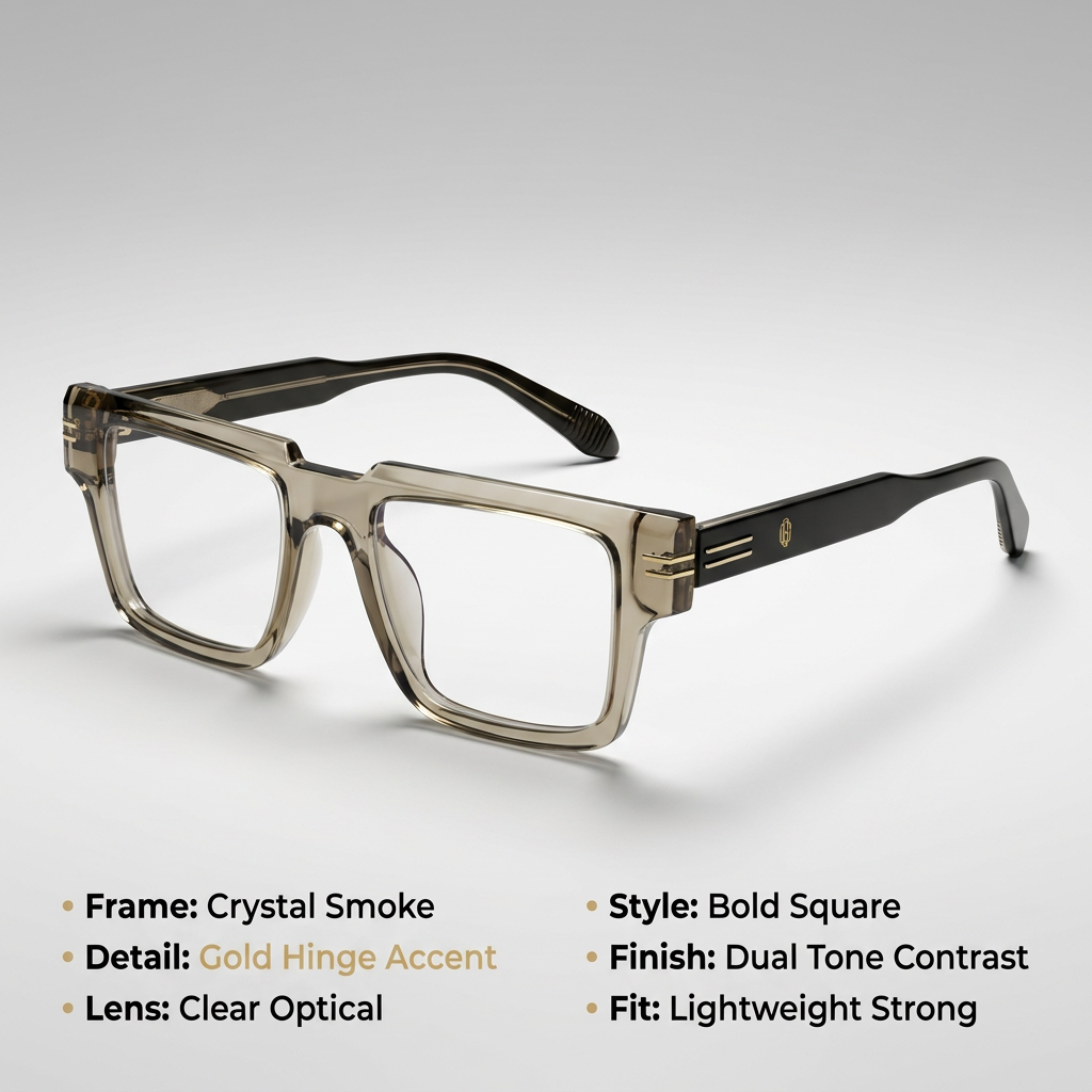 OG Amber Luxe Edge | Transparent Olive Square Eyeglasses
