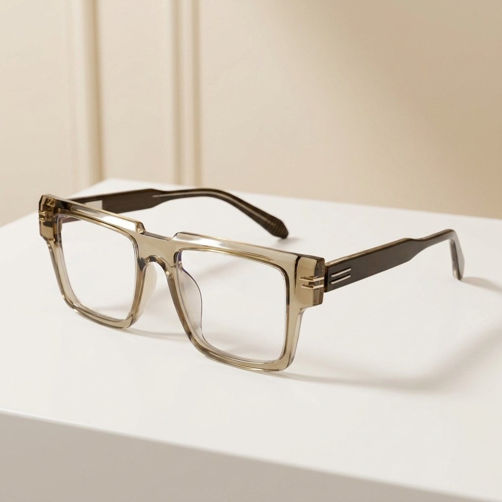 OG Amber Luxe Edge | Transparent Olive Square Eyeglasses