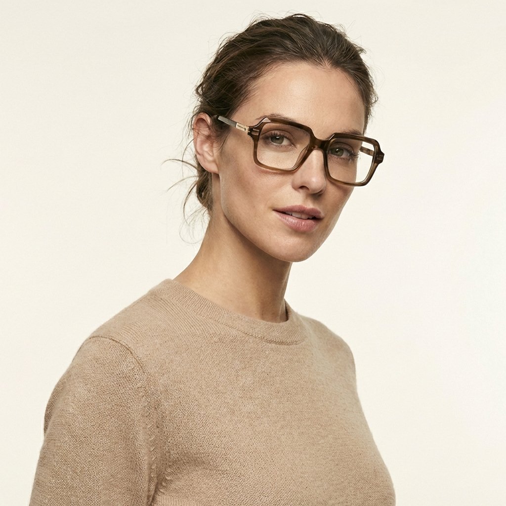 OG Amber Luxe Full Rim Square Eyeglasses | Premium Glossy Acetate Optical Frame for Men