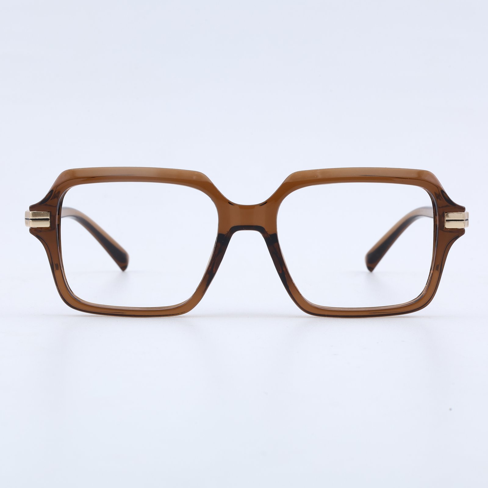 OG Amber Luxe Full Rim Square Eyeglasses | Premium Glossy Acetate Optical Frame for Men