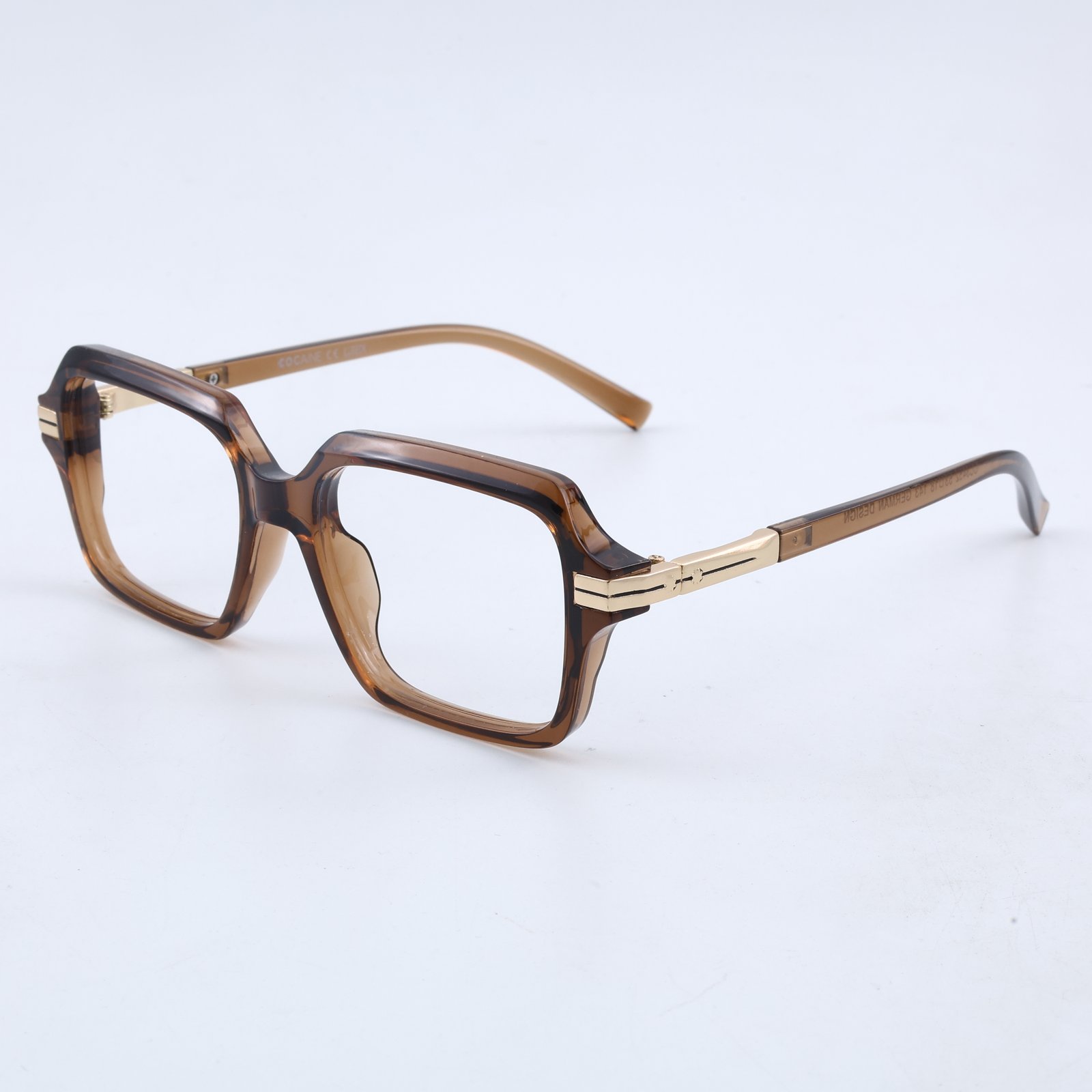 OG Amber Luxe Full Rim Square Eyeglasses | Premium Glossy Acetate Optical Frame for Men