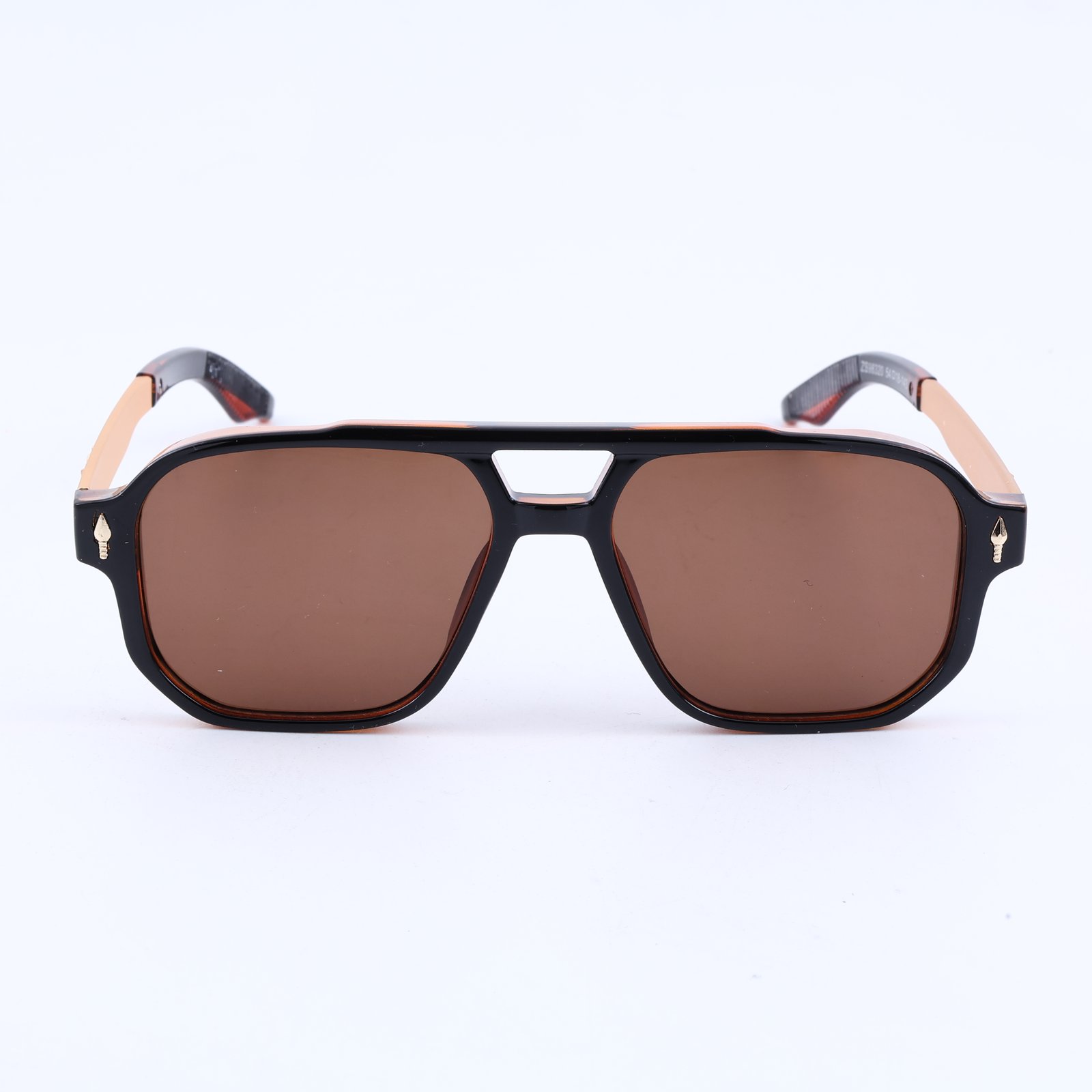OG Amber Navigator Luxe | Black & Translucent Amber Pilot Frame with Gold Signature Temples
