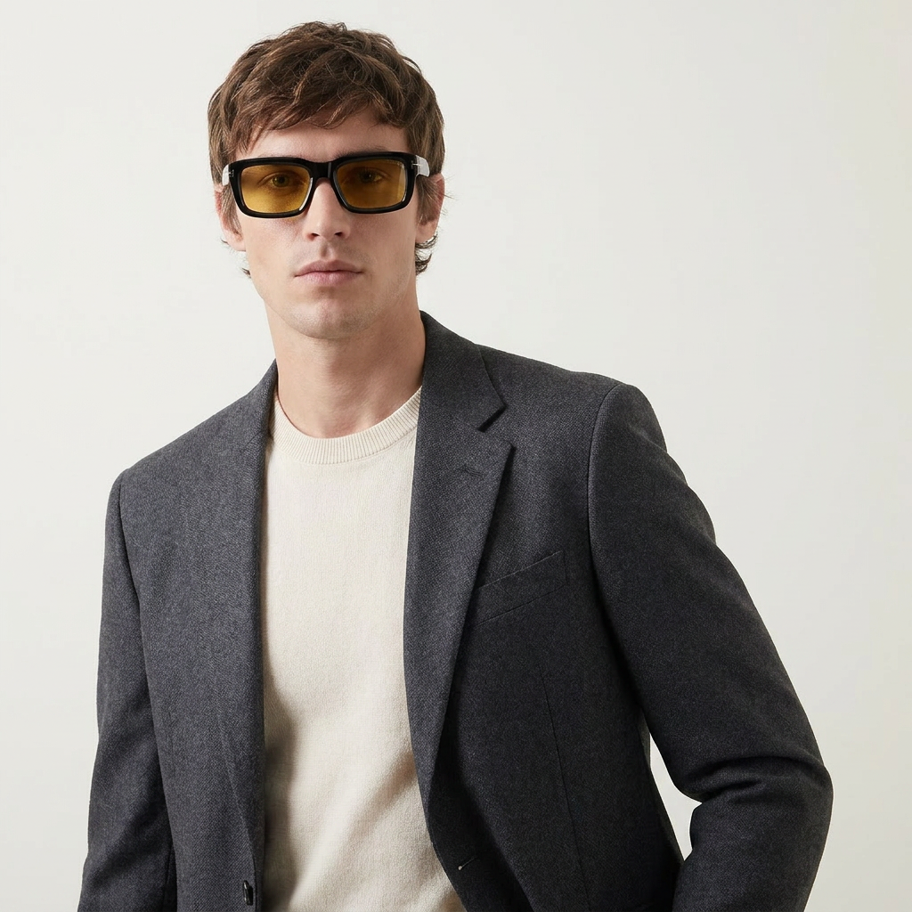OG Amber Noir | Luxury Black Square Sunglasses with Golden Amber Lenses