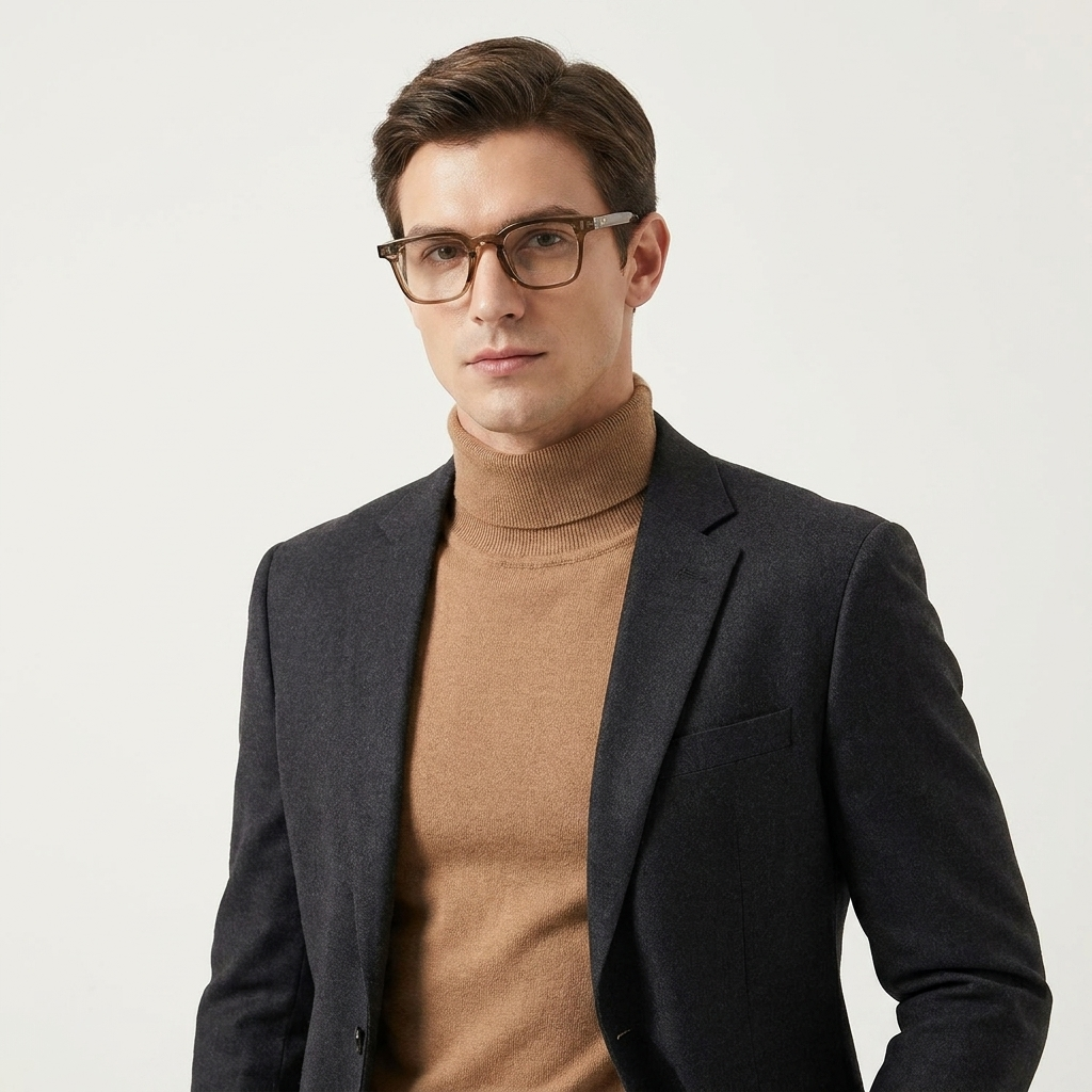 OG Amber Regent | Luxury Crystal Brown Square Eyeglasses with Transparent Champagne Acetate Frame