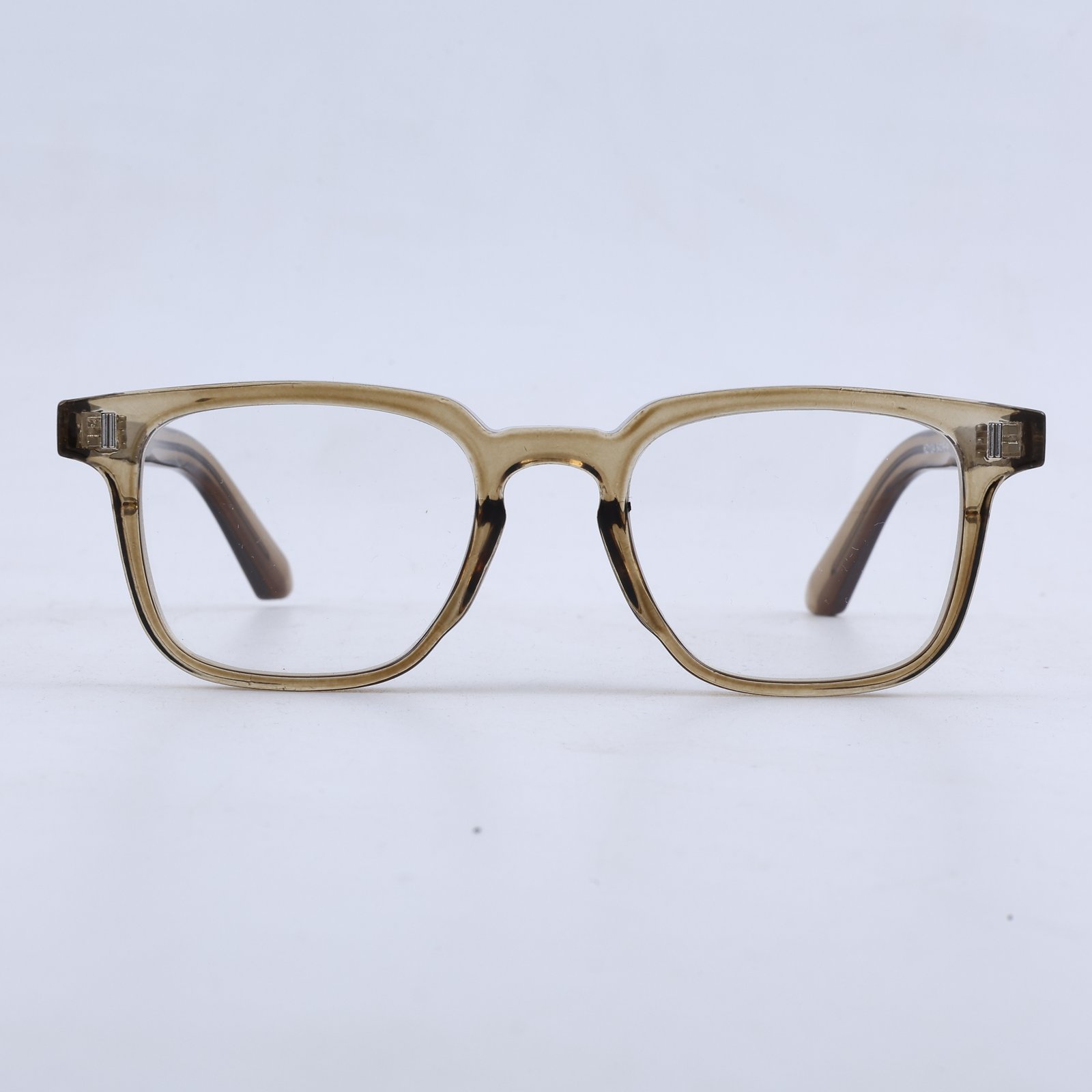 OG Amber Regent | Luxury Crystal Brown Square Eyeglasses with Transparent Champagne Acetate Frame